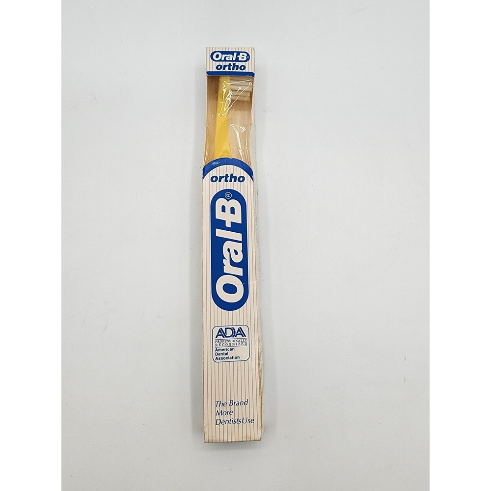 Oral-B Ortho Toothbrush V-Trim Bristles Yellow Vintage 1989 New In Box